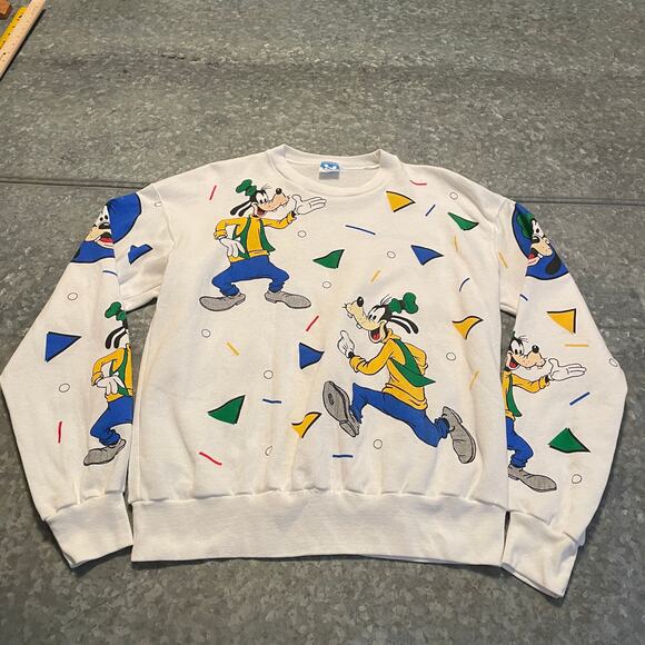 Vintage Goofy AOP Shapes Crewneck Sweatshirt XL USA Geometric 80s 90s Disney - Picture 2 of 9